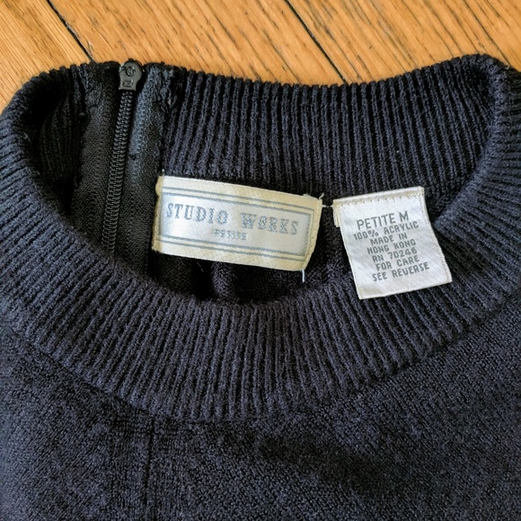 Vintage Black Crewneck Mockneck Sweater Classic - Picture 4 of 4